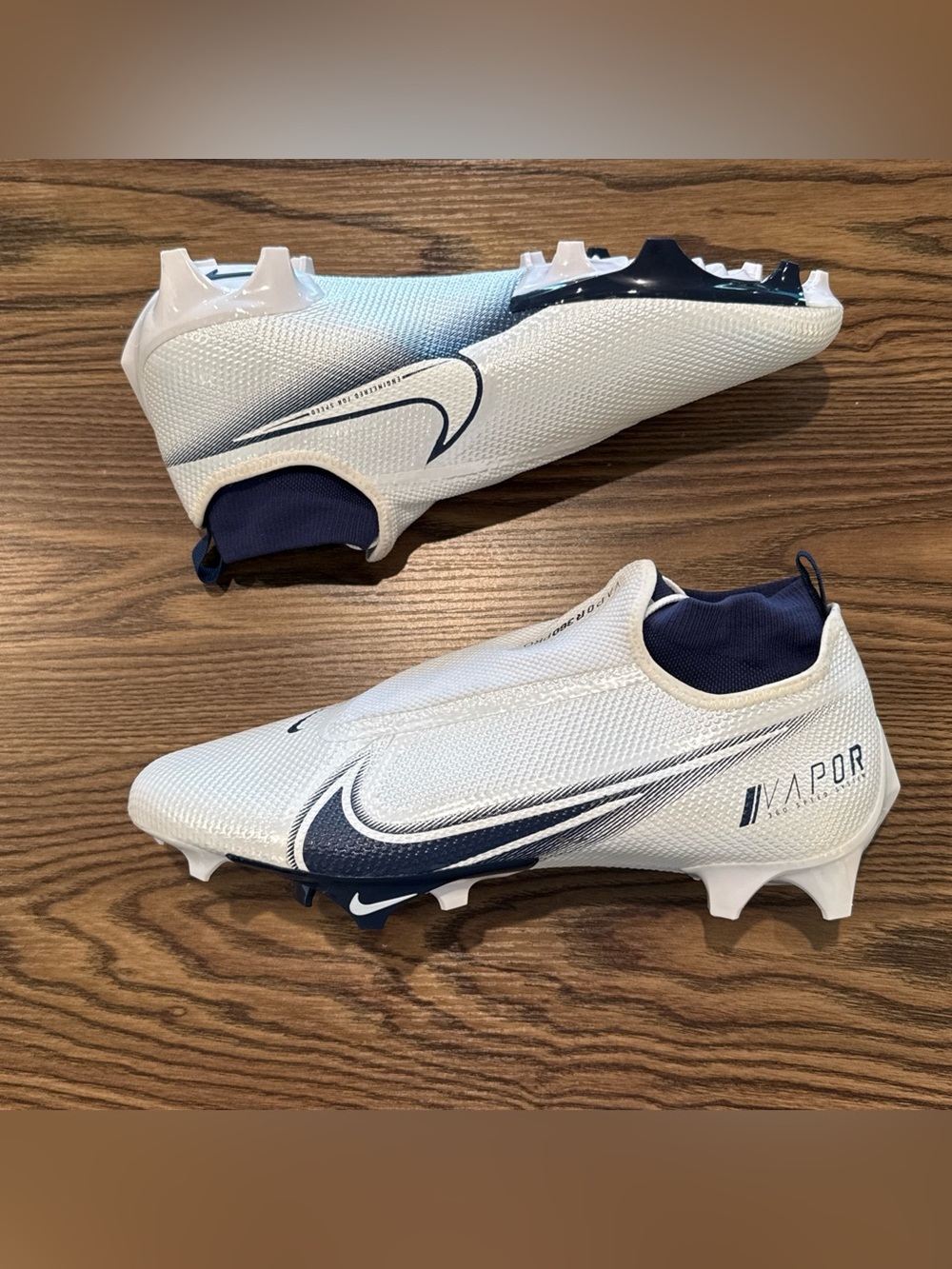 Size 13 Nike Vapor Edge Pro 360 White Navy Blue Football Cleats AO8277-106 NEW